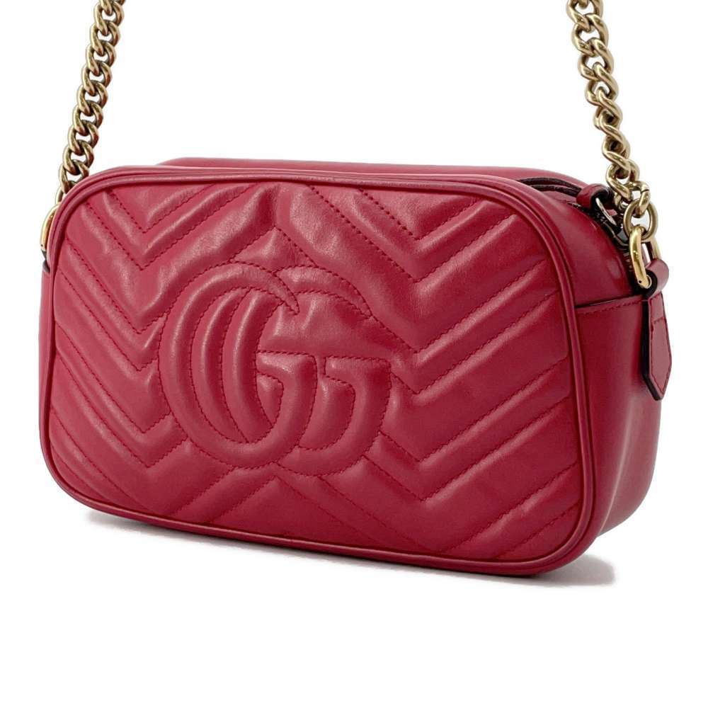Gucci Quilted Bag Marmont Shoulder Red Chain GG